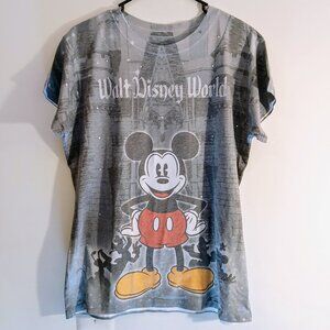 Disney | Women's Mickey Rhinestone Tshirt Large